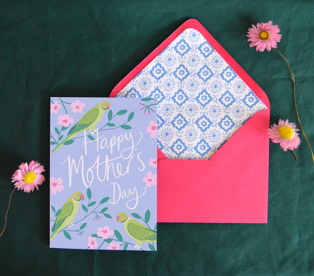 Parakeets Mothers Day Card